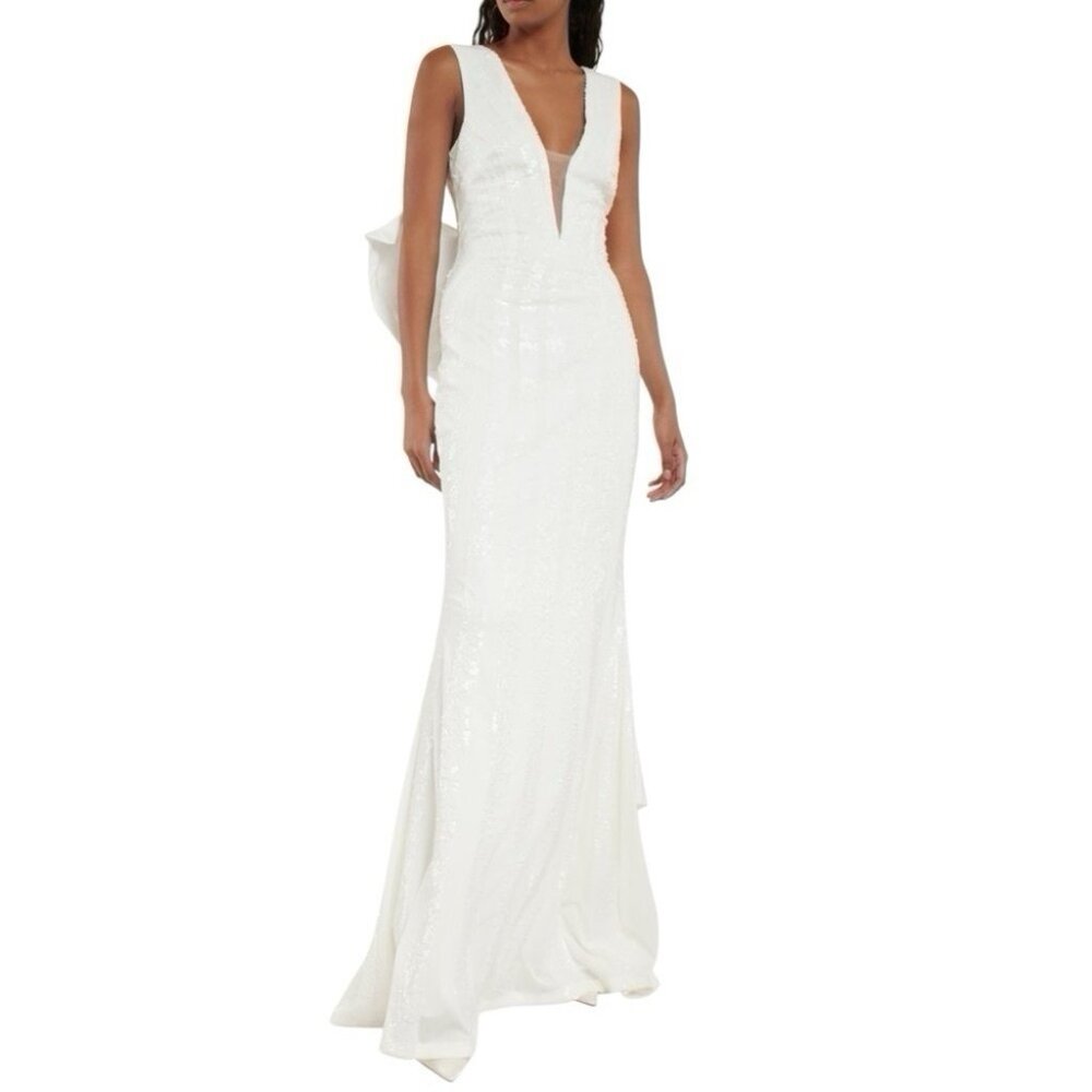 Rebecca Vallance Davina Bow Bridal Gown Ivory Sequin US 2 NWT